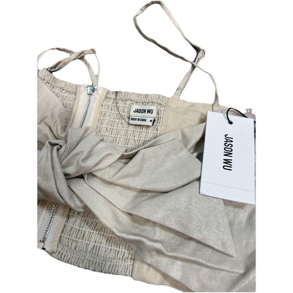 Jason Wu Women's Beige‎ Crop Bow Top Beige Designer Luxury Boho Size NWT medium